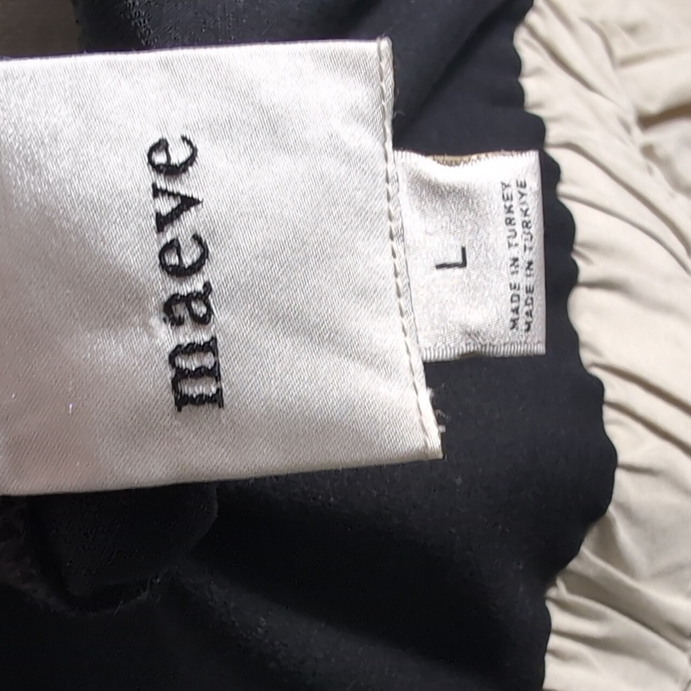 Anthropologie Maeve Sleeveless Twofer A-Line Mini Dress in black and stone-cream - Picture 4 of 7